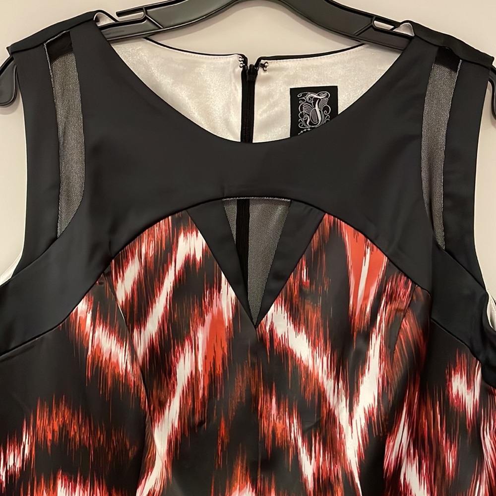 JAX New Black/ Multi Satin Cocktail Dress- Size 14 - Picture 6 of 16